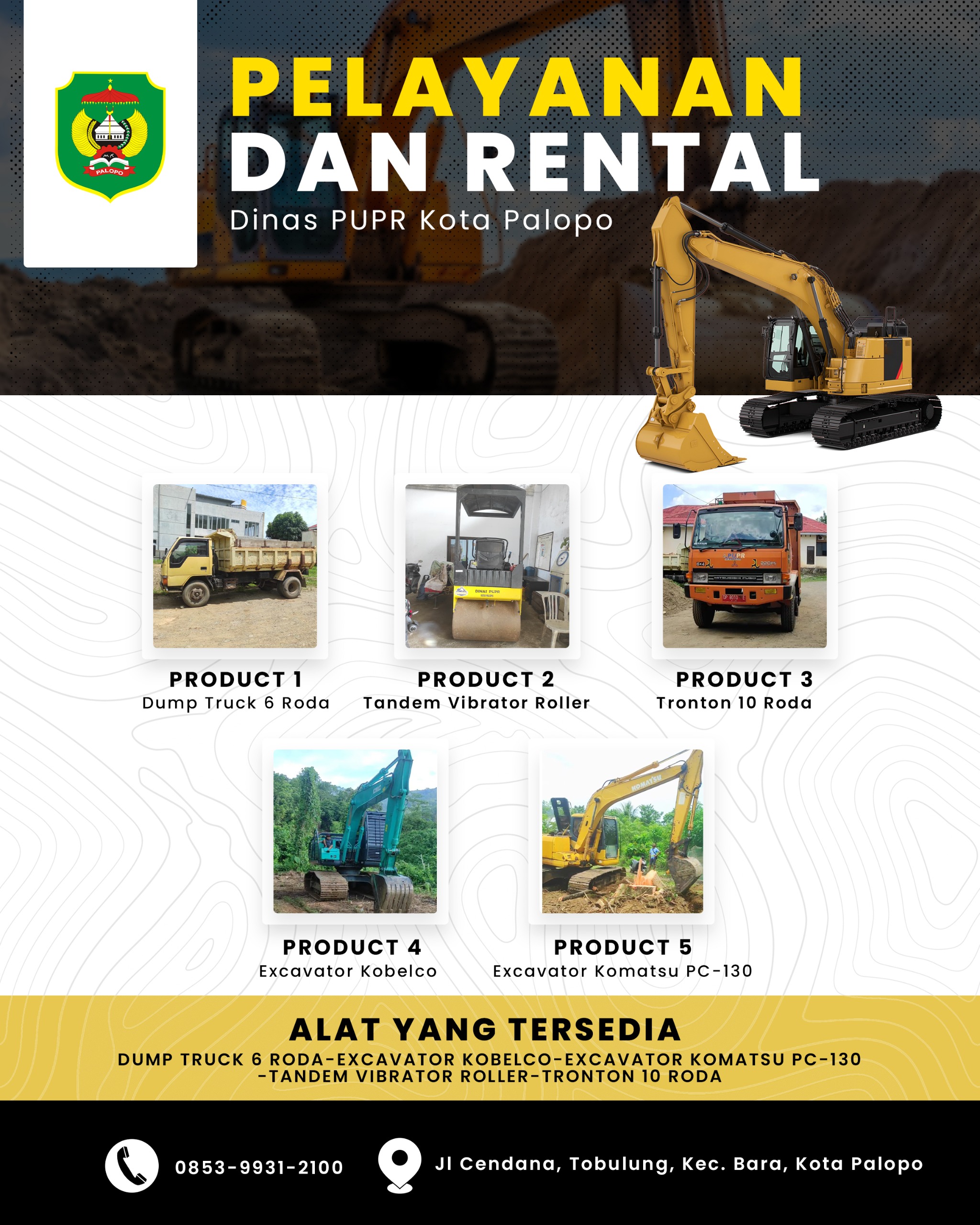 Pelayanan dan Rental dari Dinas PUPR Kota Palopo
