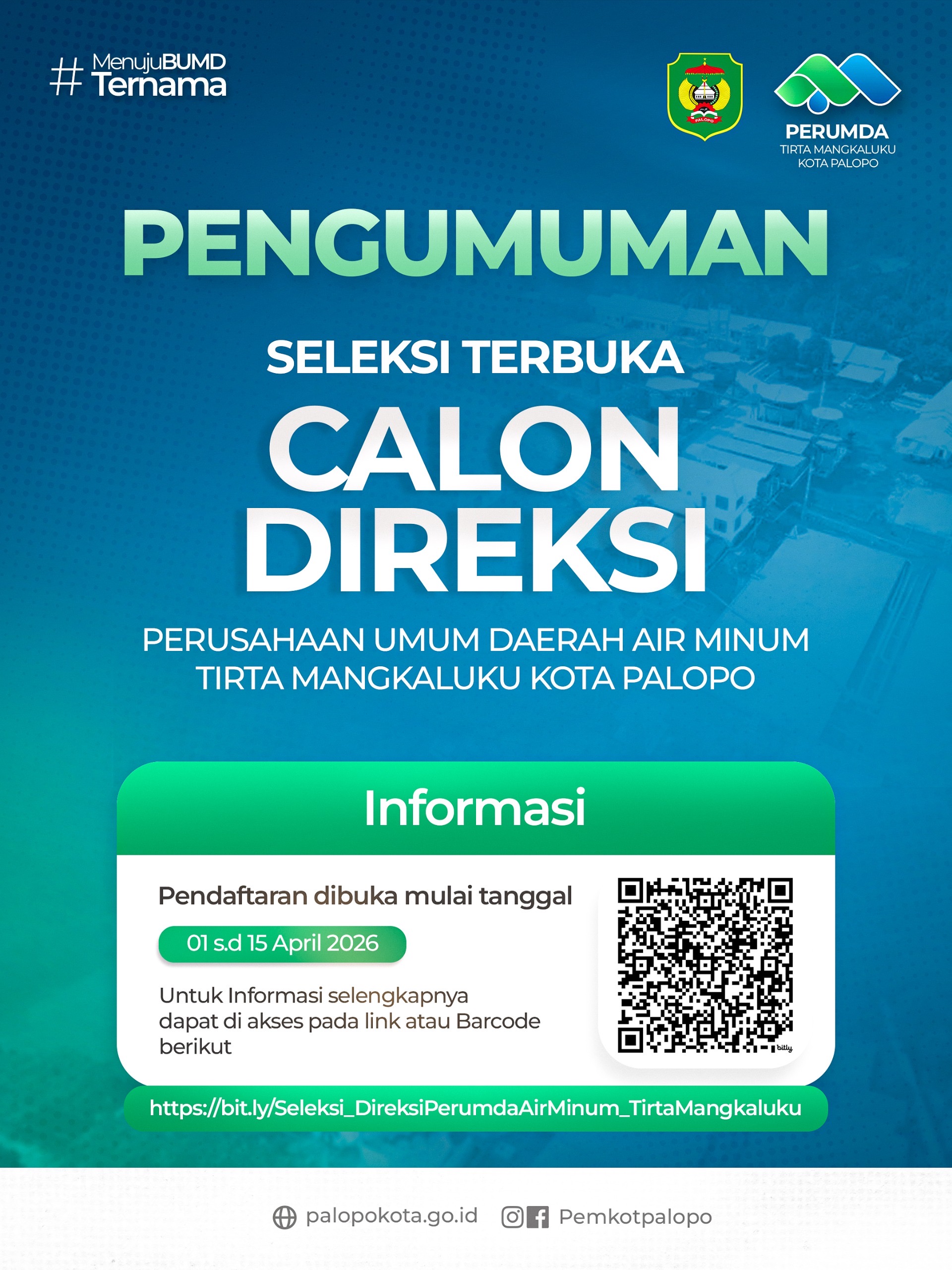 Kesempatan Berkarier Sebagai Direktur PDAM Tirta Mangkaluku Kota Palopo 2026-2031