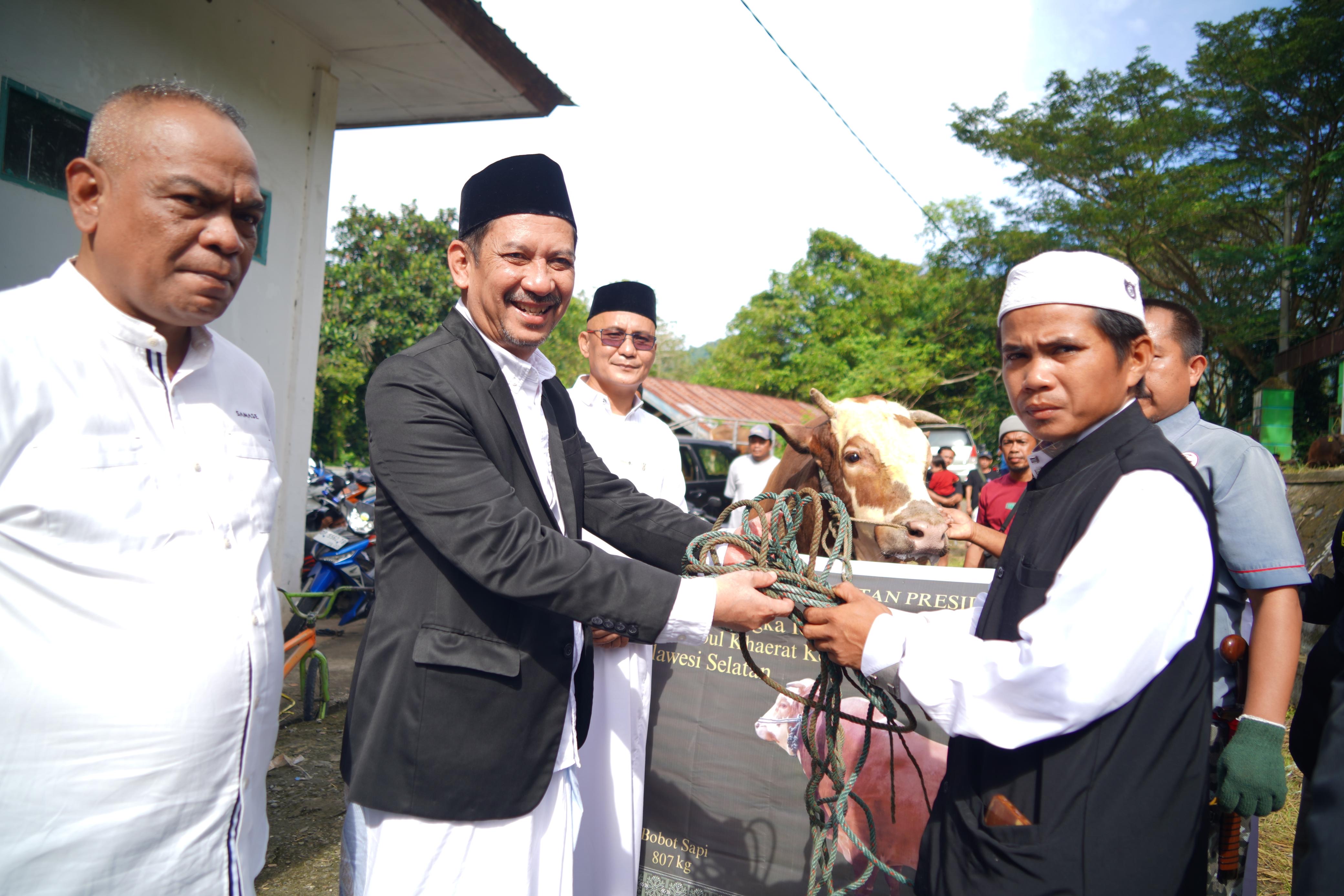 Pj Wali Kota Palopo Serahkan Sapi Kurban Presiden RI Usai Sholat Idul Adha