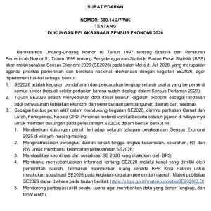 SURAT EDARAN TENTANG DUKUNGAN PELAKSANAAN SENSUS EKONOMI 2026